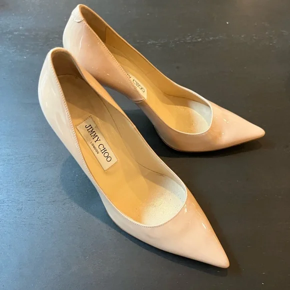 Jimmy Choo Nude Patent Leather Heels - Picture 3 of 6